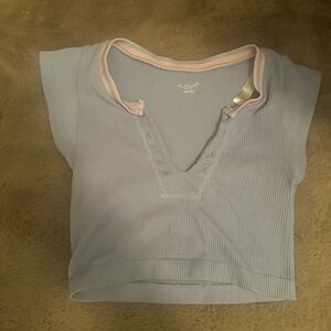 Light Blue V-Neck Top